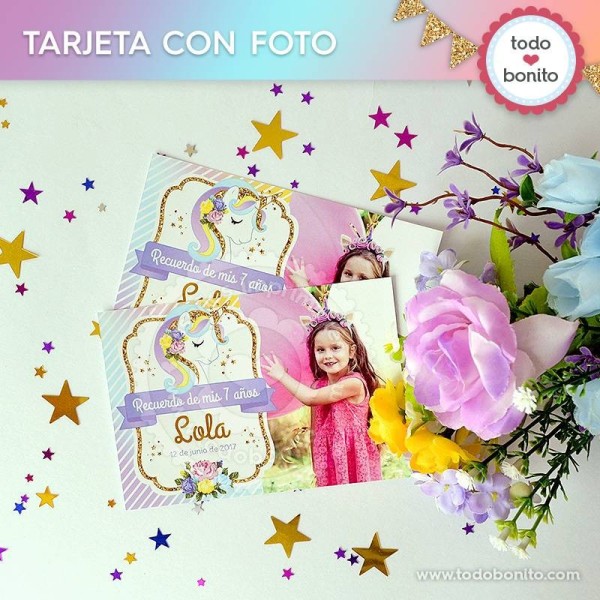 Unicornio: tarjeta con foto