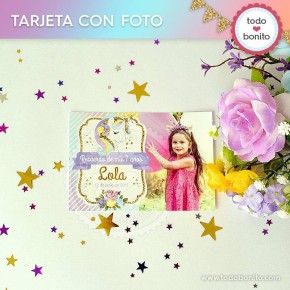 Unicornio: tarjeta con foto