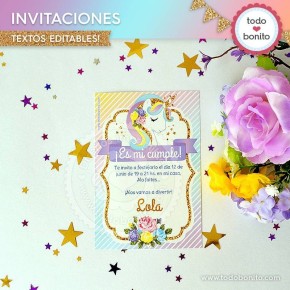 Unicornio: invitación para imprimir