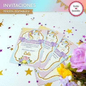 Unicornio: invitación para imprimir