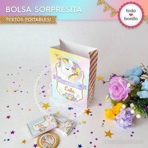 Unicornio: bolsa sorpresita para imprimir