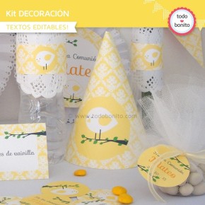 Pajarito bebé amarillo: Kit decoración