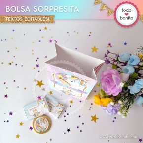 Unicornio: bolsa sorpresita para imprimir