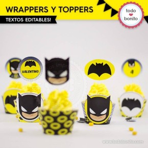 Batman: wrappers y toppers para cupcakes