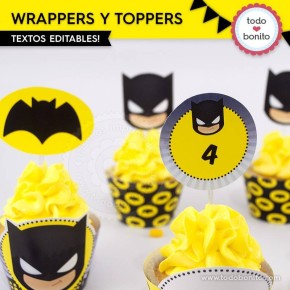 Batman: wrappers y toppers para cupcakes