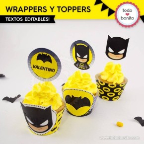 Batman: wrappers y toppers para cupcakes