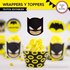 Batman: wrappers y toppers para cupcakes