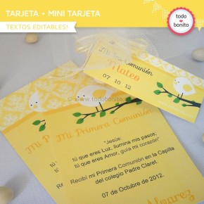 Pajarito amarillo:  tarjeta + mini tarjeta