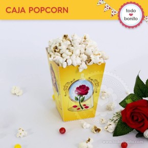 La Bella y la Bestia: caja popcorn para imprimir