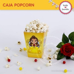 La Bella y la Bestia: caja popcorn para imprimir