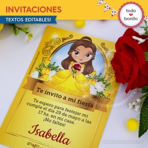 La Bella y la Bestia: invitación para imprimir