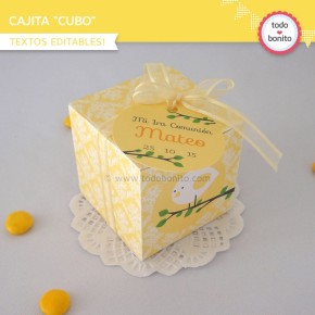 Pajarito amarillo: cajita cubo