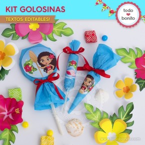 Moana: kit etiquetas de golosinas