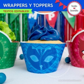 Heroes en Pijamas: wrappers y toppers para cupcakes