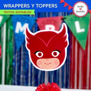 Heroes en Pijamas: wrappers y toppers para cupcakes