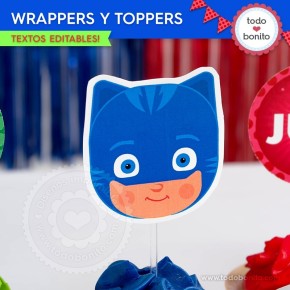 Heroes en Pijamas: wrappers y toppers para cupcakes