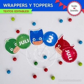 Heroes en Pijamas: wrappers y toppers para cupcakes