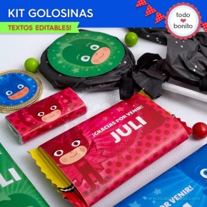 Heroes en Pijamas: kit etiquetas de golosinas