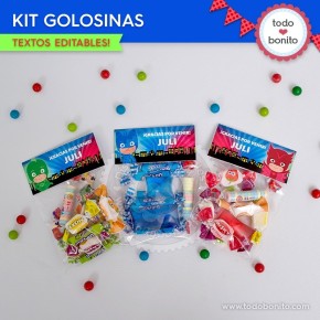 Heroes en Pijamas: kit etiquetas de golosinas