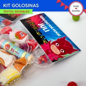 Heroes en Pijamas: kit etiquetas de golosinas