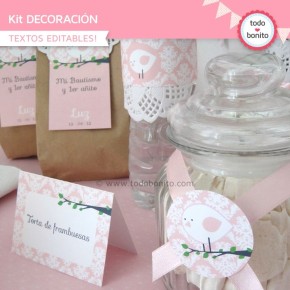 Pajarito rosa: Kit decoración