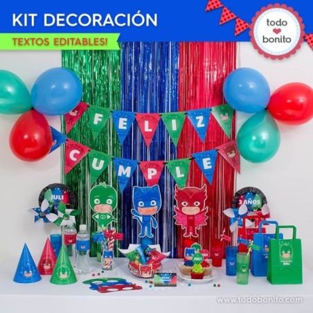 Heroes en Pijamas: decoración de fiesta para imprimir