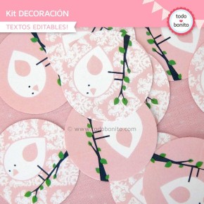 Pajarito rosa: Kit decoración