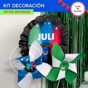 Heroes en Pijamas: decoración de fiesta para imprimir