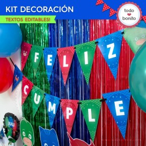 Heroes en Pijamas: decoración de fiesta para imprimir