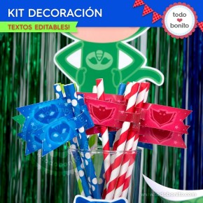 Heroes en Pijamas: decoración de fiesta para imprimir