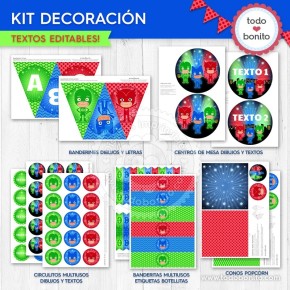 Heroes en Pijamas: decoración de fiesta para imprimir