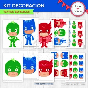 Heroes en Pijamas: decoración de fiesta para imprimir