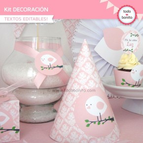 Pajarito rosa: Kit decoración