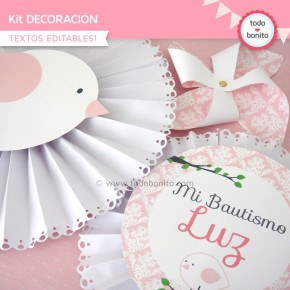 Pajarito rosa: Kit decoración