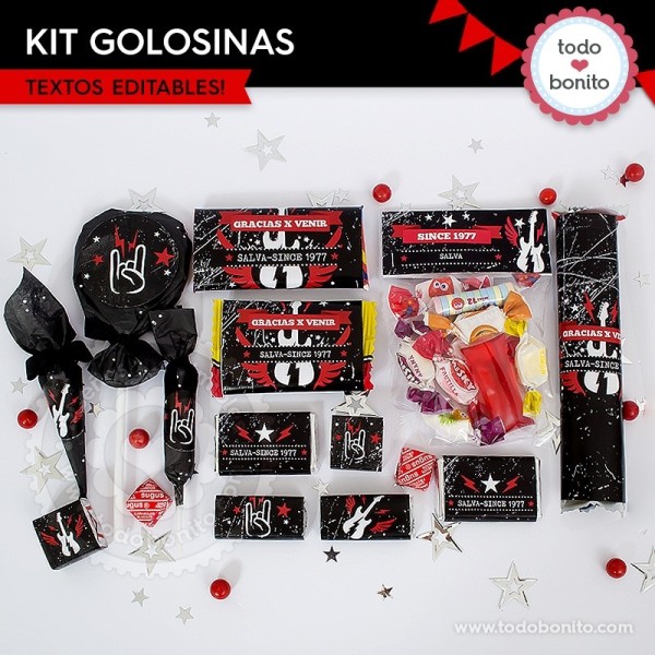 Rock: kit etiquetas de golosinas