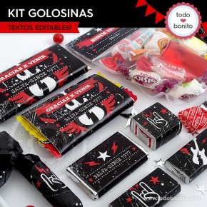 Rock: kit etiquetas de golosinas