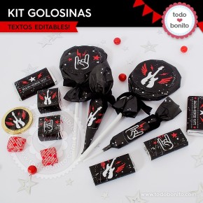 Rock: kit etiquetas de golosinas