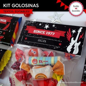 Rock: kit etiquetas de golosinas