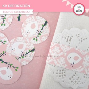 Pajarito rosa: Kit decoración