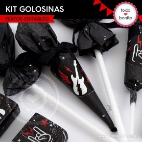 Rock: kit etiquetas de golosinas