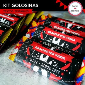 Rock: kit etiquetas de golosinas