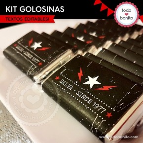 Rock: kit etiquetas de golosinas