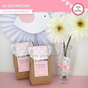 Pajarito rosa: Kit decoración