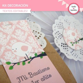 Pajarito rosa: Kit decoración