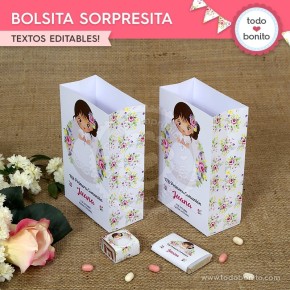 Primera Comunión modelo Juana: bolsa sorpresita para imprimir