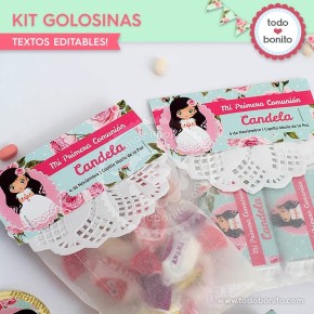 Primera Comunión modelo Candela:  kit etiquetas de golosinas