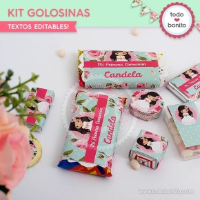 Primera Comunión modelo Candela:  kit etiquetas de golosinas