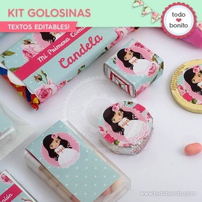 Primera Comunión modelo Candela:  kit etiquetas de golosinas