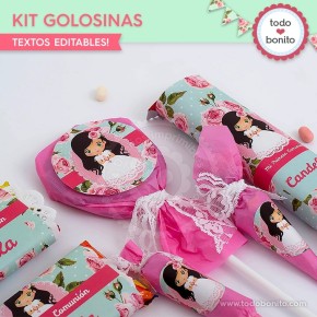 Primera Comunión modelo Candela:  kit etiquetas de golosinas