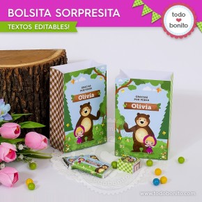 Masha y el Oso: bolsa sorpresita para imprimir